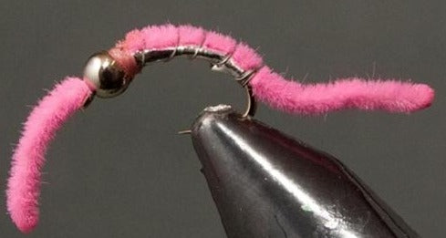 Stone Creek Bead Head Silver Belly Worm - Pink Nymph