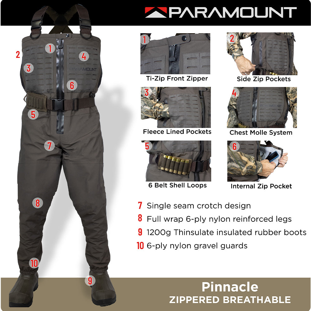 Paramount Pinnacle Zippered Breathable Camo Wader 1200G