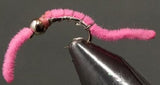 Stone Creek Bead Head Silver Belly Worm - Pink Nymph