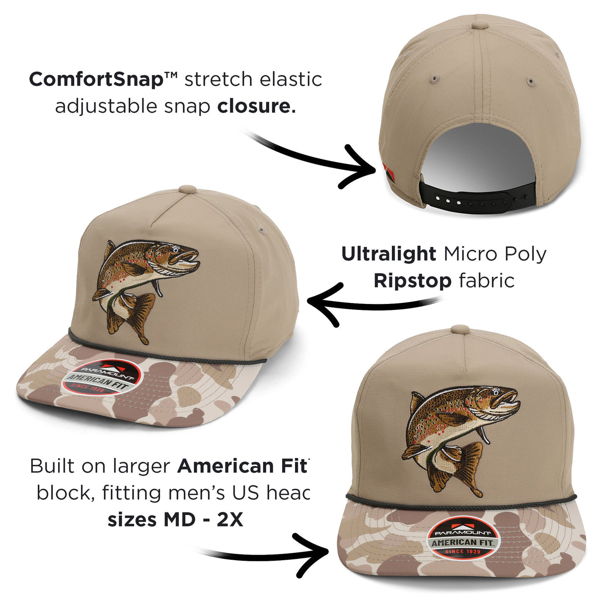 Paramount Brown Trout Five-Panel Rope Cap